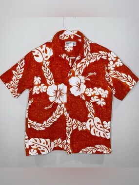 Vintage Hukilau Fashions Aloha Shirt
Men's M Orange Floral 60s-70s Hawaiian